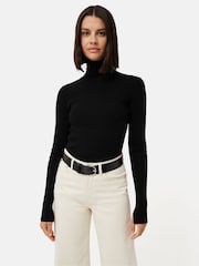 Jigsaw Black Slash Back Polo Neck Jumper - Image 1 of 6