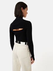 Jigsaw Black Slash Back Polo Neck Jumper - Image 2 of 6