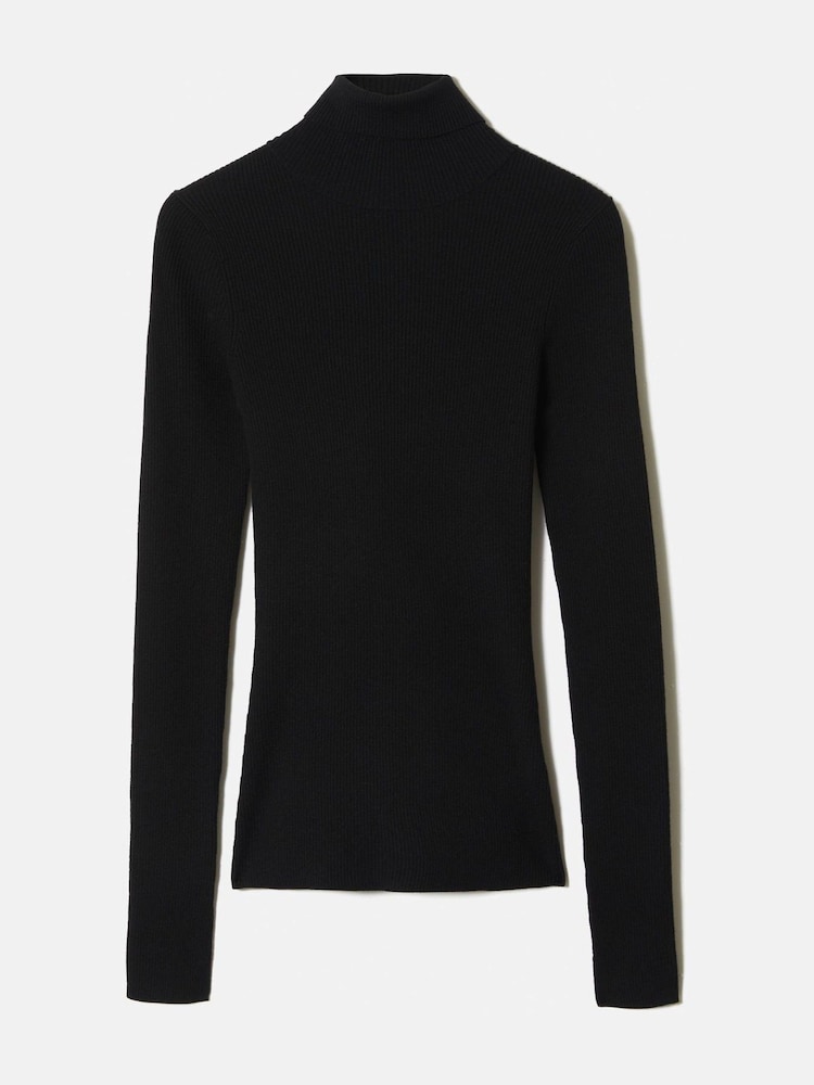 Jigsaw Black Slash Back Polo Neck Jumper - Image 6 of 6