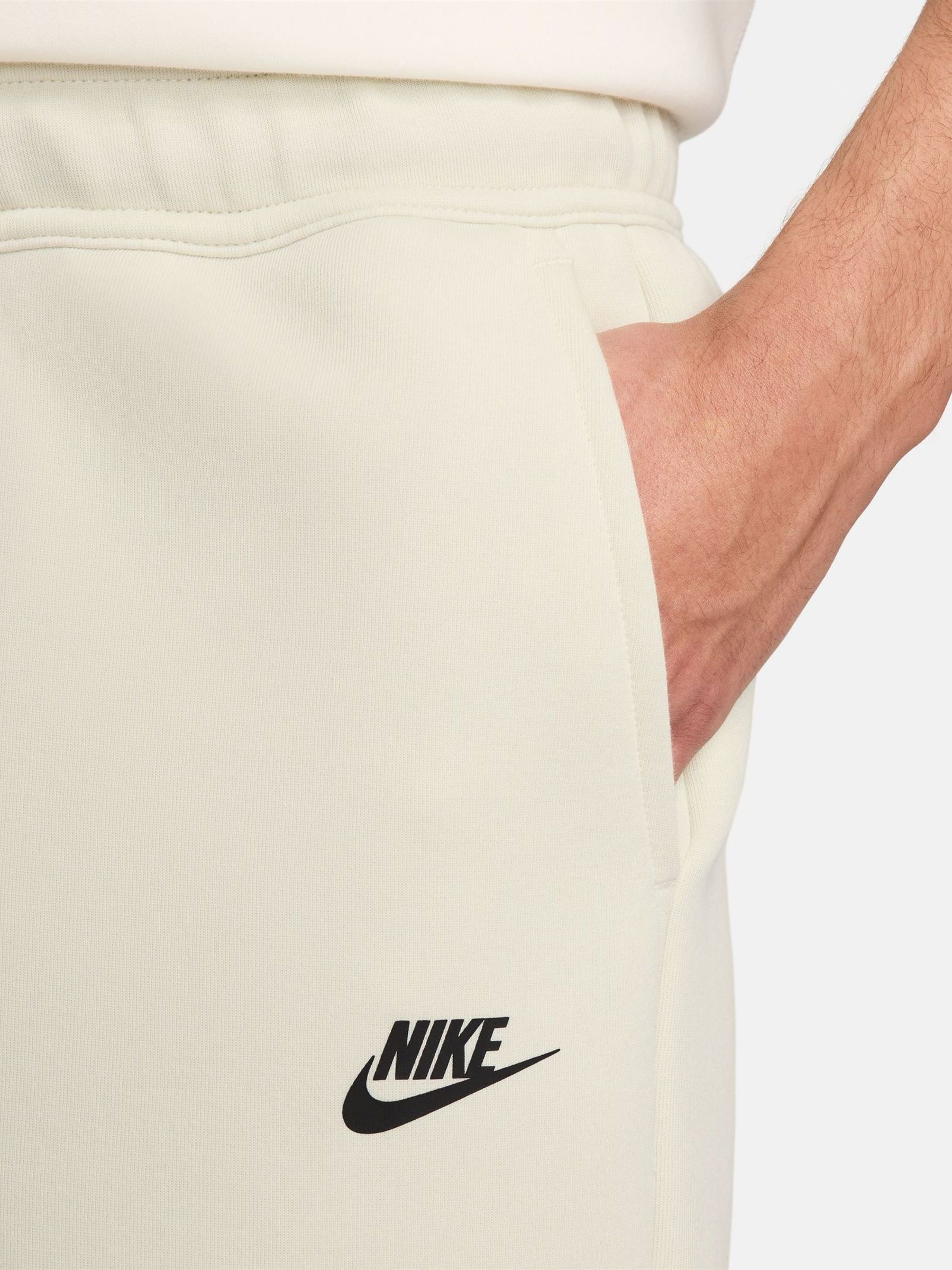 white tech fleece shorts