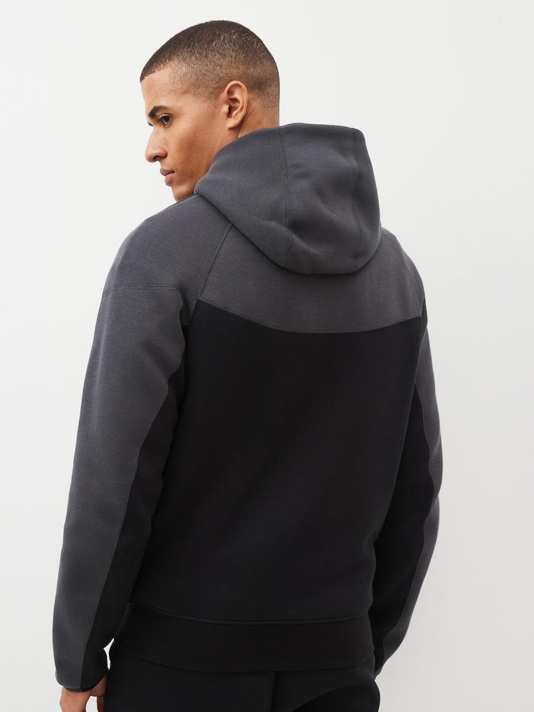 Nike Grey/Black Tech Fleece Zip-Up Hoodie - Image 2 of 4