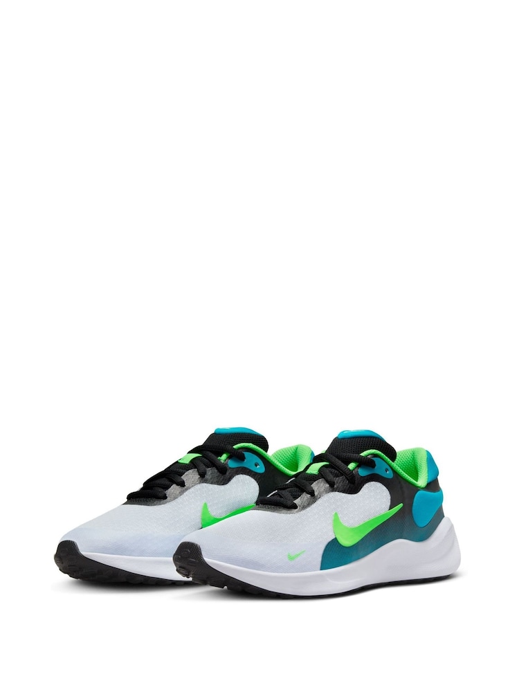 Nike Blue/Green Youth Revolution 7 Trainers - Image 2 of 12
