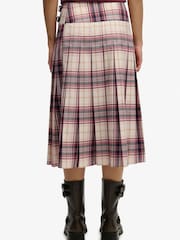 Superdry Red Check Pleated Midi Skirt - Image 2 of 9