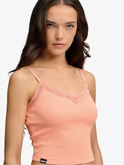 Superdry Orange Essential Lace Trim Cropped Cami Top - Image 5 of 5