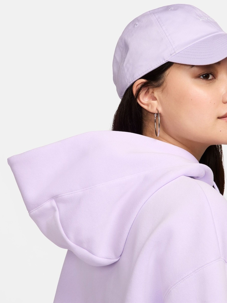 Nike Purple Sportswear Phoenix Fleece Oversized Mini Swoosh Pullover Hoodie - Image 6 of 10