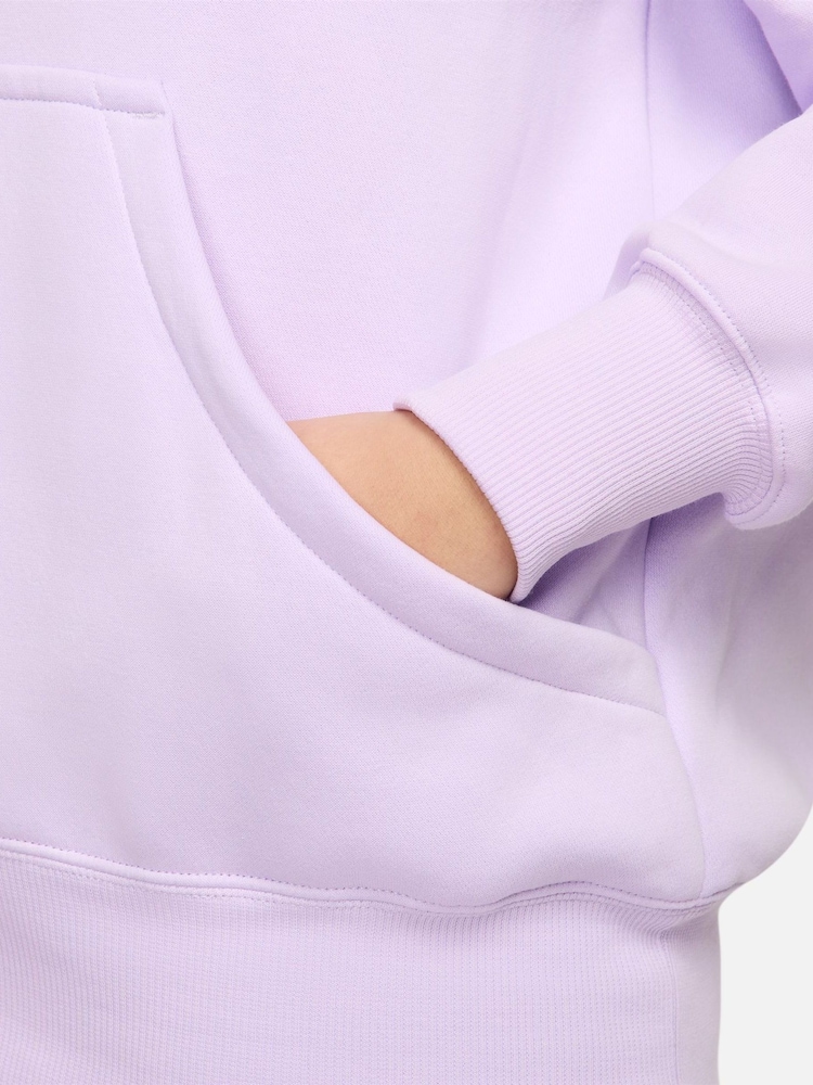 Nike Purple Sportswear Phoenix Fleece Oversized Mini Swoosh Pullover Hoodie - Image 7 of 10