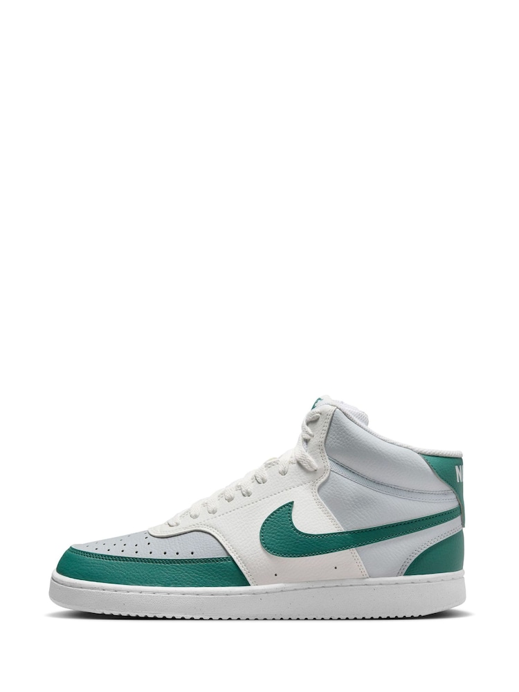 Nike Green/White Court Vision Mid Trainers - Image 2 of 9
