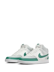 Nike Green/White Court Vision Mid Trainers - Image 3 of 9
