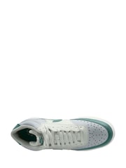 Nike Green/White Court Vision Mid Trainers - Image 6 of 9