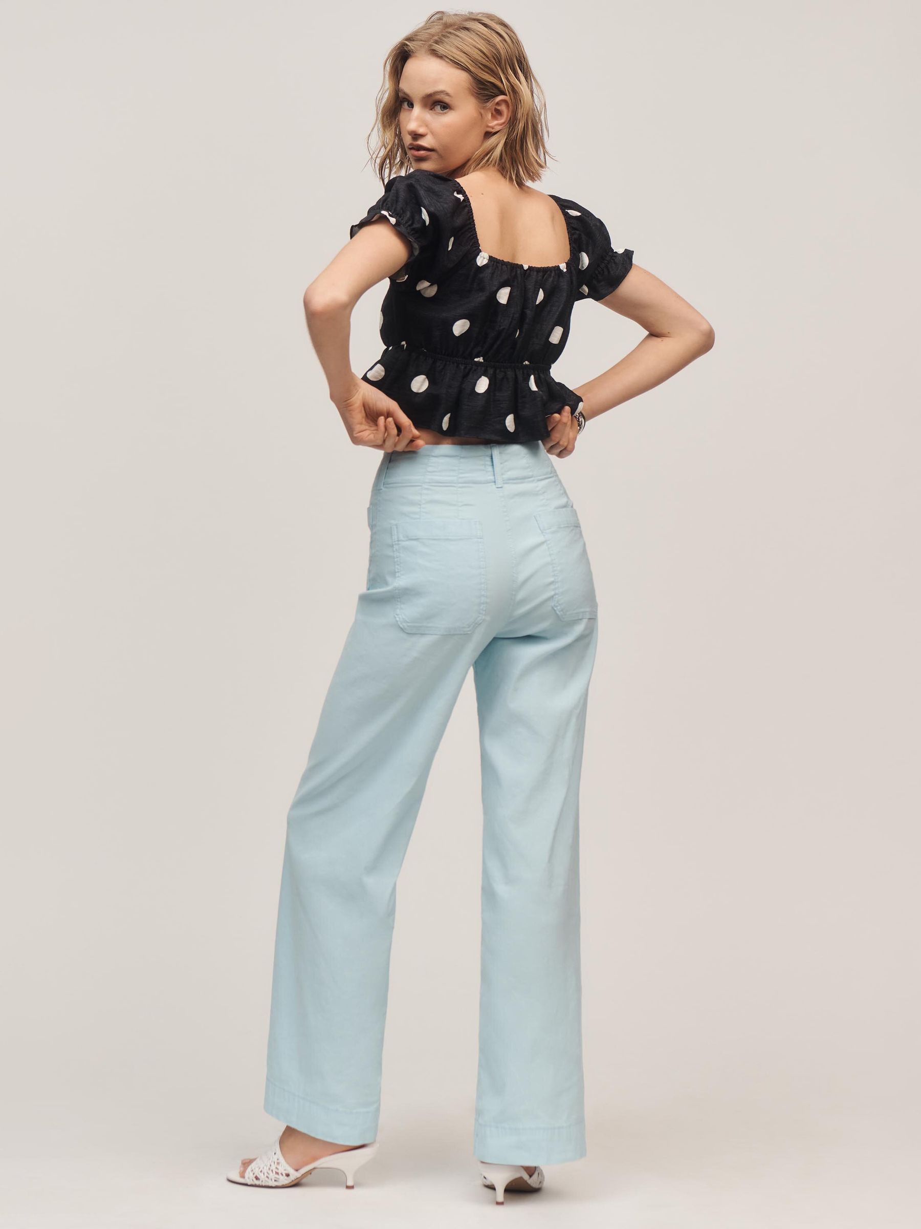 Buy Anthropologie Light Blue Maeve The Colette Wide-Leg Trousers