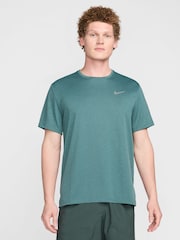 Nike Dark Green Dri-FIT Miler UV Running T-Shirt - Image 1 of 5