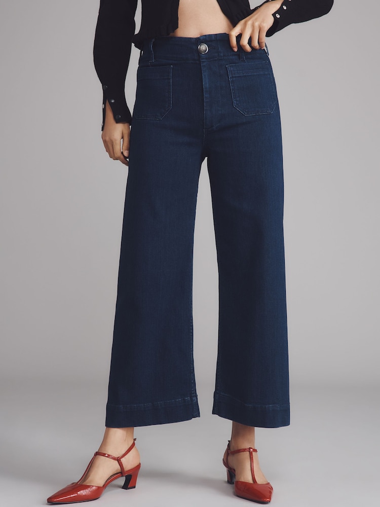 Синий - Широкие укороченные джинсы Anthroplogy Maeve The Colette - Изображение 1 4