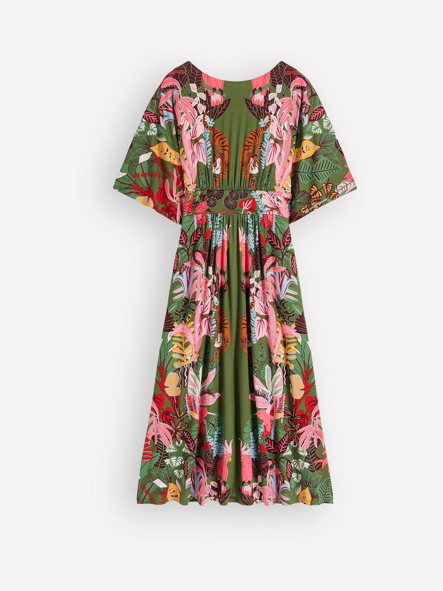 Boden Women's Imelda Kimono Jersey Dress in Green | Size 14