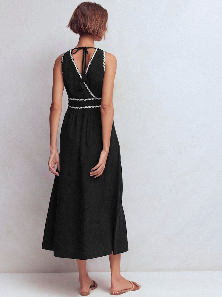 Boden Black Lorna Trim Double Cloth Dress - Image 2 of 6 Boden Black Lorna Trim Double Cloth Dress - Image 2 of 6