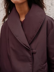 Rouge prune - Shawl Collar Wrap Shower-Resistant Padded Jacket - Image 5 de 5