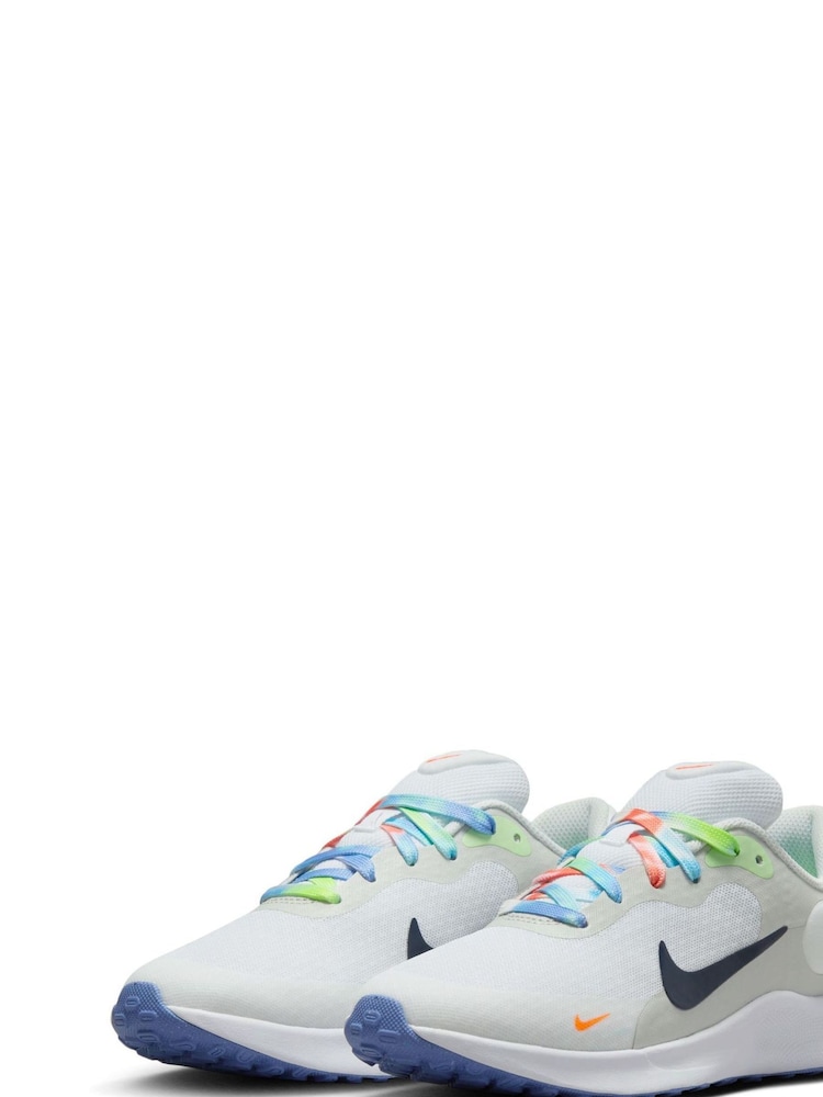 Nike White/Multi Youth Revolution 7 Trainers - Image 5 of 11