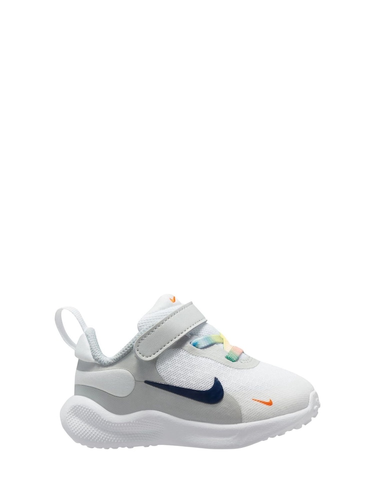 Nike White/Multi Infant Revolution 7 Trainers - Image 1 of 11