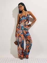 River Island Brown Palm Print Tiered Cami Top - Image 3 of 4