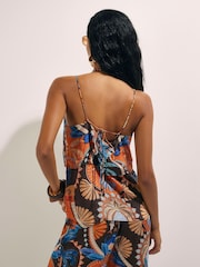 River Island Brown Palm Print Tiered Cami Top - Image 4 of 4