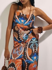 River Island Brown Palm Print Trousers - Image 2 of 4