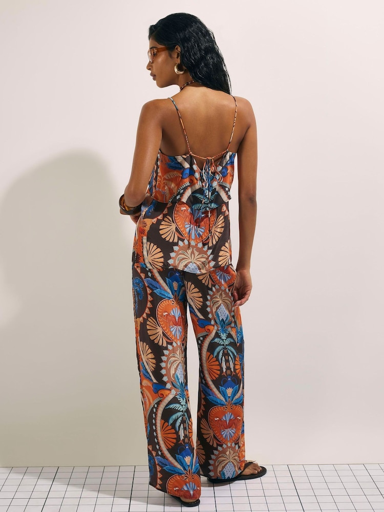 River Island Brown Palm Print Trousers - Image 4 of 4