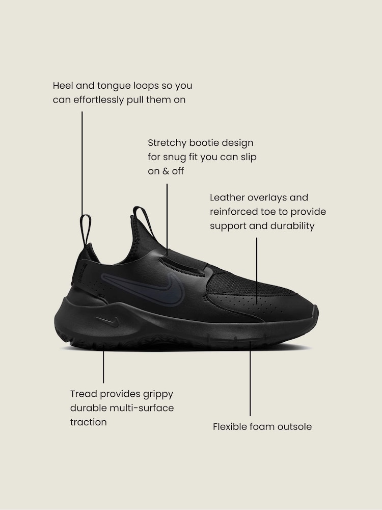 Nike Black/White Youth Flex Runner 3 Trainers - Image 3 of 12