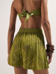 River Island Green Palm Hotfix Shorts - Image 4 of 4