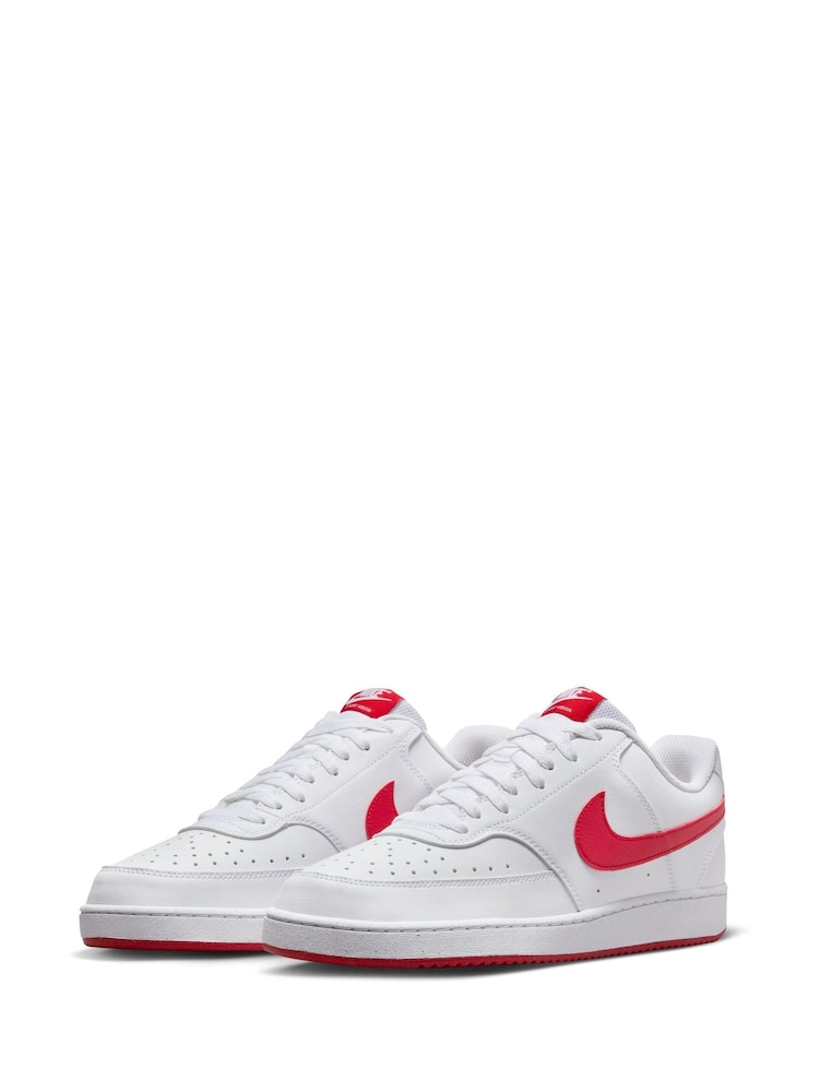 Nike Red/White Court Vision Low Trainers - Image 5 of 11