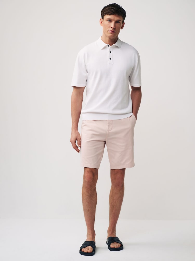 Light Pink Slim Fit Stretch Chinos Shorts - Image 2 of 8 Light Pink Slim Fit Stretch Chinos Shorts - Image 2 of 8