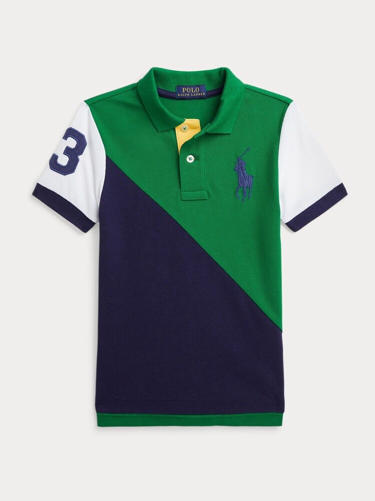 Polo Ralph Lauren Boys 100% Cotton Pony Player Logo Colour Block Polo Shirt - Image 1 of 2