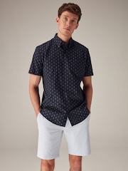 Light Blue Oxford Slim Fit Stretch Chinos Shorts - Image 2 of 10