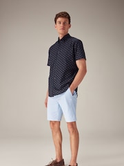 Light Blue Oxford Slim Fit Stretch Chinos Shorts - Image 3 of 10