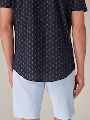 Light Blue Oxford Slim Fit Stretch Chinos Shorts - Image 4 of 10