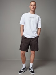 Brown Relaxed Poplin Chino 100% Cotton Shorts - Image 2 of 9