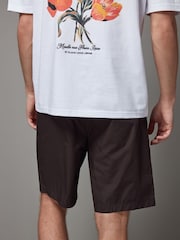 Brown Relaxed Poplin Chino 100% Cotton Shorts - Image 3 of 9