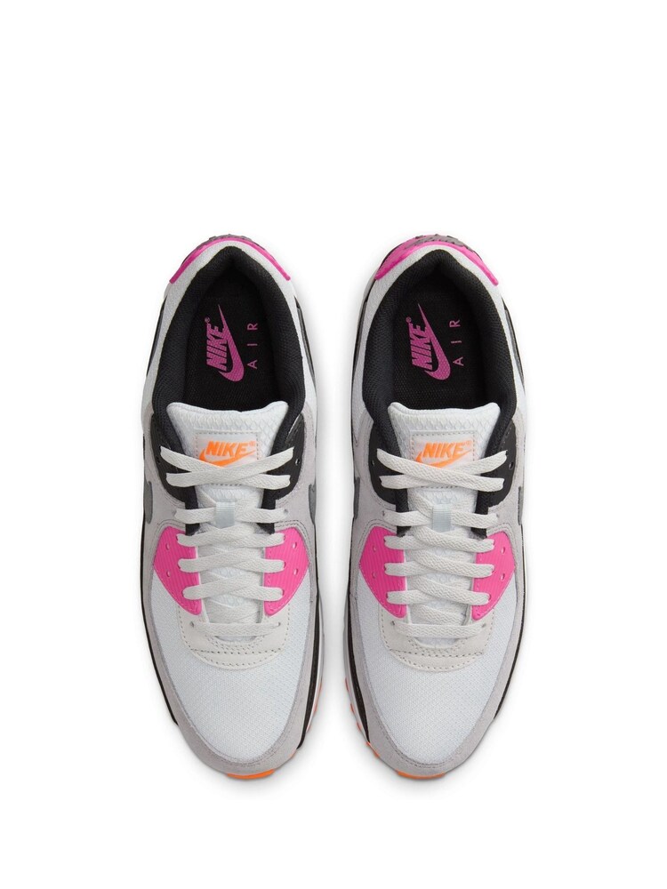 Nike Grey/Pink/White Air Max 90 Trainers - Image 7 of 11