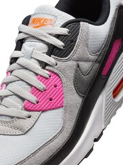Nike Grey/Pink/White Air Max 90 Trainers - Image 8 of 11