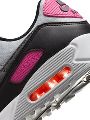 Nike Grey/Pink/White Air Max 90 Trainers - Image 9 of 11