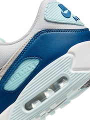 Nike Grey/Blue Air Max 90 Trainers - Image 9 of 9