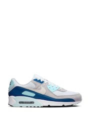 Nike Grey/Blue Air Max 90 Trainers - Image 7 of 9