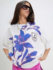 River Island White PONY Floral Sports T-Shirt - Image 3 of 4