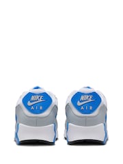 Nike White/Blue Air Max 90 Trainers - Image 11 of 15