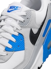 Nike White/Blue Air Max 90 Trainers - Image 13 of 15