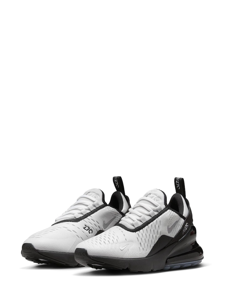 Nike White/Black Silver Youth Air Max 270 Trainers - Image 2 of 9