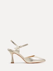 Dorado - Zapatos de tacón de corte ancho con parte trasera abierta y tira en el tobillo de Linzi - Imagen 3 de 5
