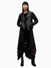 AllSaints Black Golden Dalby Biker Jacket - Image 3 of 9