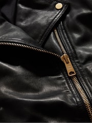 AllSaints Black Golden Dalby Biker Jacket - Image 9 of 9
