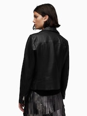 AllSaints Black Chrome Dalby Biker Jacket - Image 3 of 8