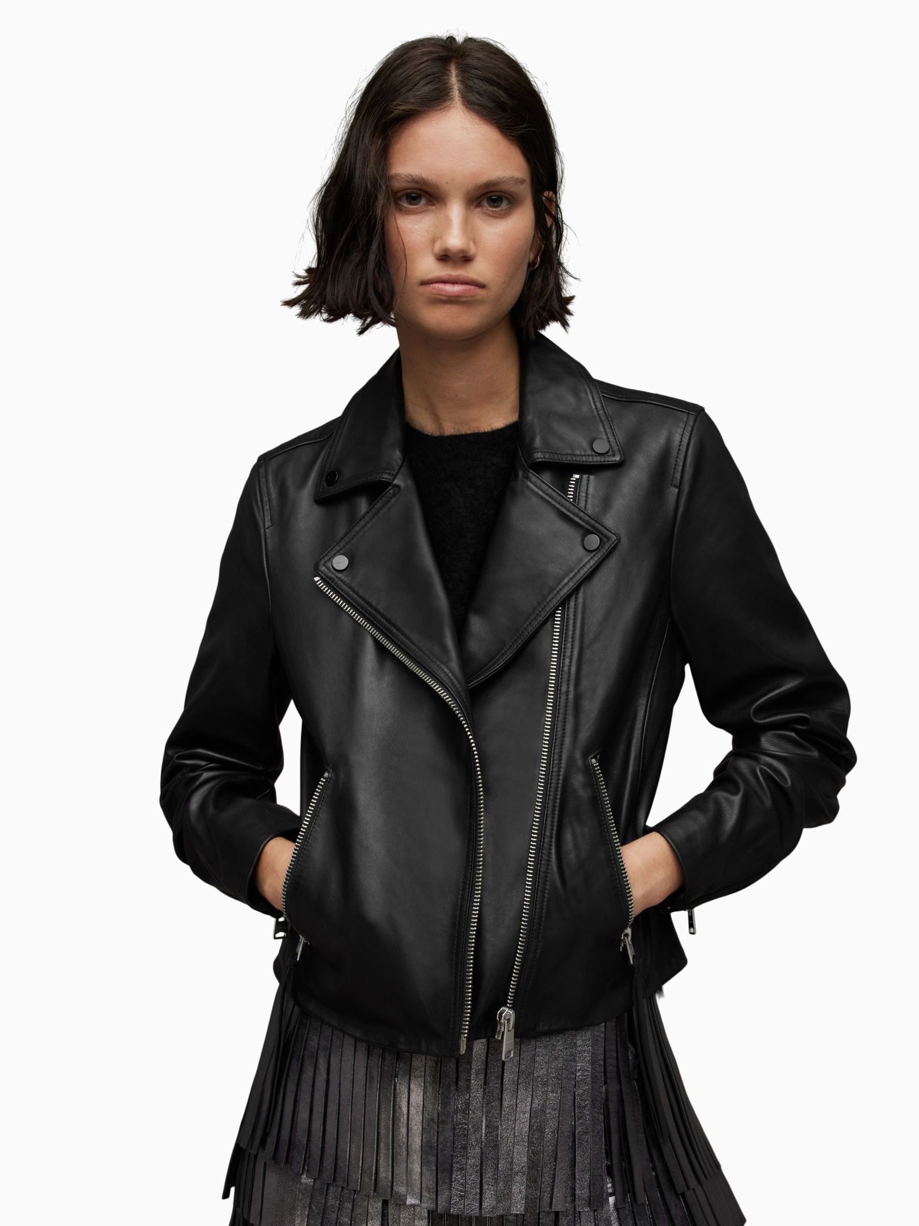 Buy AllSaints Black Chrome Dalby Biker Jacket from Next Australia