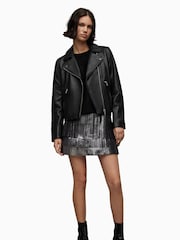 AllSaints Black Chrome Dalby Biker Jacket - Image 4 of 8